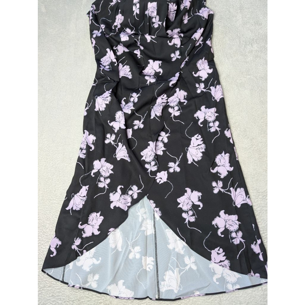 Women's Chelsea28 Black & Purple Floral High Low Dress M Spaghetti Strap - Picture 4 of 11